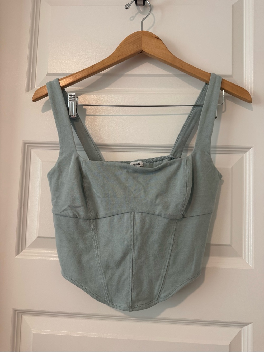 Garage Sage Green Structured Bustier Crop Top